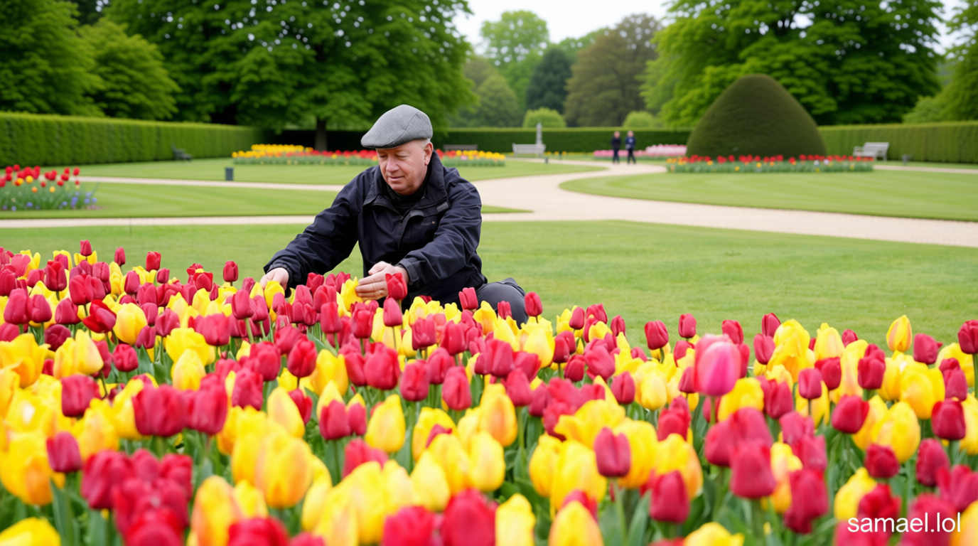 Vibrant spring flower displays due to warm spring sunshine and a wet winter