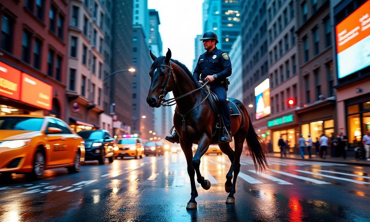 Officer on horseback chases suspect through New York streets