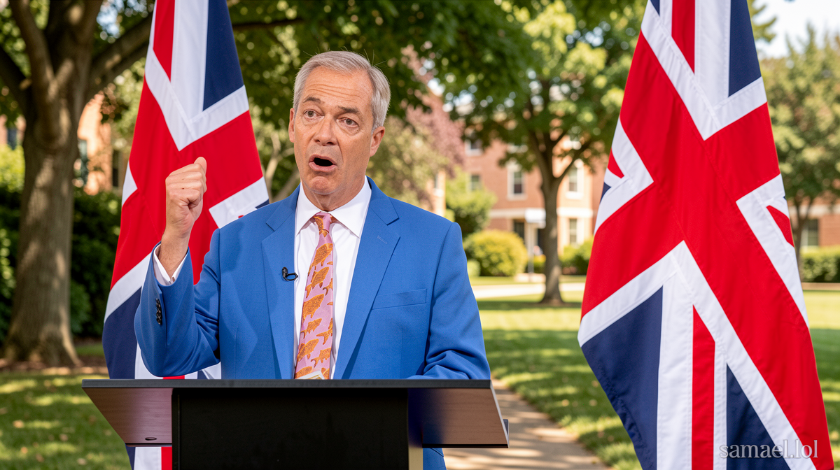 Let me analyze this article title for Japanese localization:

**Original Title Analysis:**
– “Chris Mason” – Author name (keep as is)
– “Farage” – Nigel Farage, UK politician (keep as is)
– “attempts to seize back the agenda” – trying to regain control of the political narrative
– “after finance row” – following a financial dispute/controversy

**Key Translation Considerations:**
1. “Seize back the agenda” → 「アジェンダを取り戻す」or more naturally 「主導権を奪還する