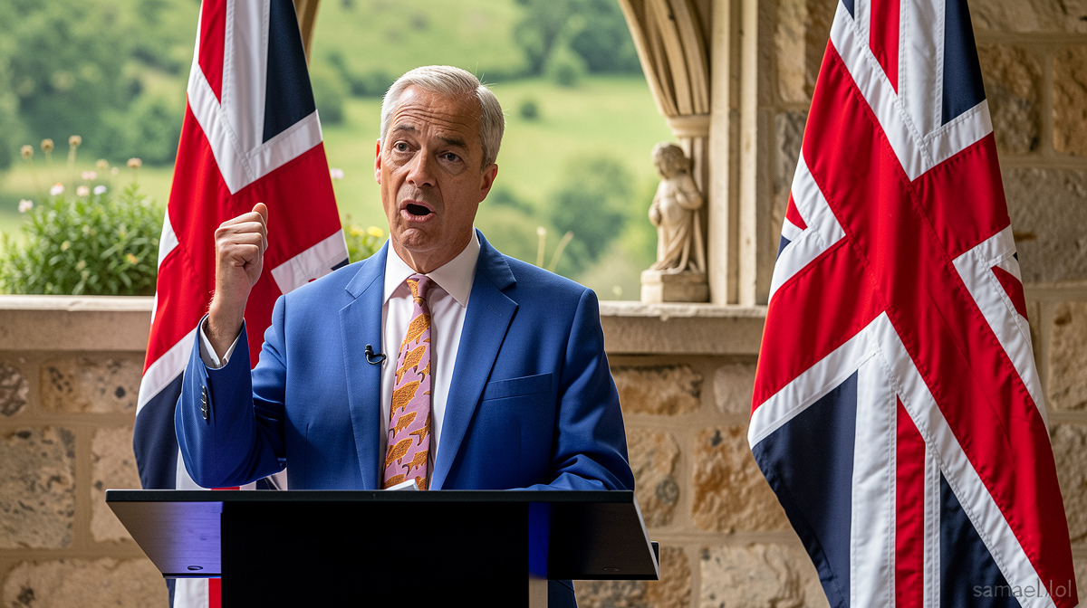 Let me think through this translation carefully.

Original title: “Chris Mason: Farage attempts to seize back the agenda after finance row”

Breaking down the components:
1. “Chris Mason” – This is a person’s name (likely the journalist/author). In Thai news format, names are typically transliterated.
2. “Farage” – Nigel Farage, the British politician. In Thai, this would be transliterated as “ฟาราจ”
3. “attempts to seize back the agenda” – This means trying to regain control of the political narrative/discussion
